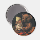 ヴィンテージクリスマストイズ、人形とテディベア マグネット (正面/裏面)