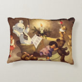 ヴィンテージクリスマストイズ、踊り人形、テディベア アクセントクッション (裏面)