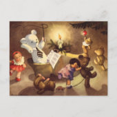 ヴィンテージクリスマストイズ、踊り人形、テディベア シーズンポストカード (正面)