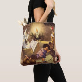 ヴィンテージクリスマストイズ、踊り人形、テディベア トートバッグ (クローズアップ)