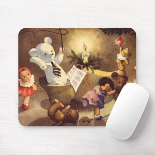 ヴィンテージクリスマストイズ、踊り人形、テディベア マウスパッド (マウス)