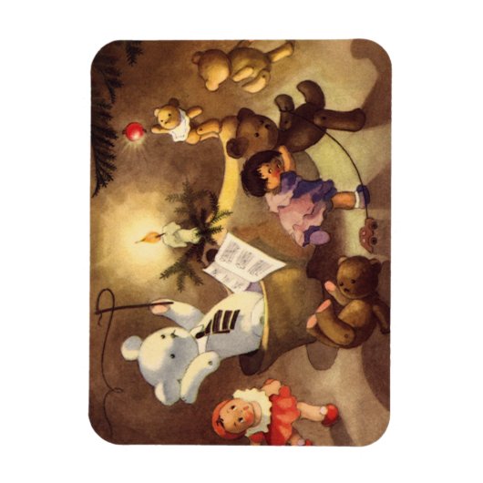 ヴィンテージクリスマストイズ、踊り人形、テディベア マグネット (縦)