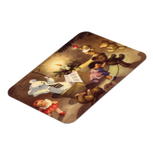 ヴィンテージクリスマストイズ、踊り人形、テディベア マグネット (左側)