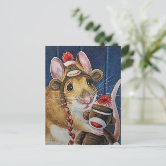 ヴィンテージクリスマストイソックモンキーマウスアート ポストカード (スタンド正面)