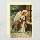 ヴィンテージクリスマストインデナーと天使 ノートカード (正面/裏面)