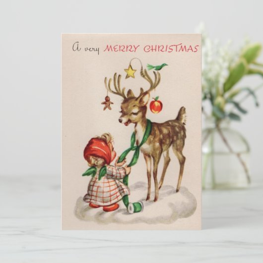 ヴィンテージクリスマストインデナーと女の子 シーズンカード (スタンド正面)