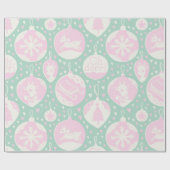 ヴィンテージクリスマストナカイの森のピンクの緑のアート ラッピングペーパー (フラット)