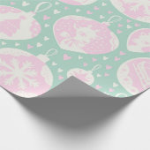 ヴィンテージクリスマストナカイの森のピンクの緑のアート ラッピングペーパー (角)