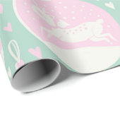 ヴィンテージクリスマストナカイの森のピンクの緑のアート ラッピングペーパー (ロールコーナー)