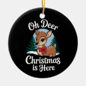 ヴィンテージクリスマストナカイOh Deer Christmas Here セラミックオーナメント (正面)