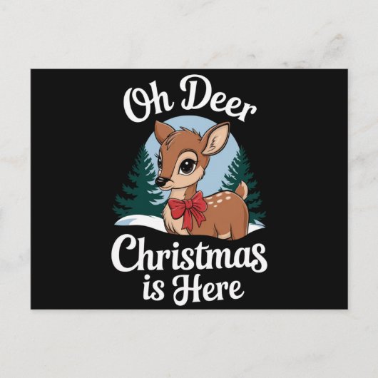 ヴィンテージクリスマストナカイOh Deer Christmas Here ポストカード (正面)