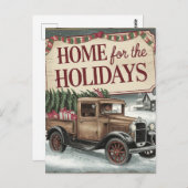 ヴィンテージクリスマストラックホームフォーザホリデー ポストカード (正面/裏面)