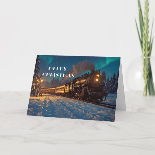 ヴィンテージクリスマストレイングリーティングカードメリー- Chri シーズンカード (正面)