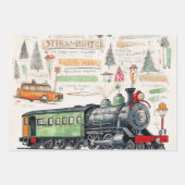 ヴィンテージクリスマストレイン愛好家 ラッピングペーパーシート (正面3)