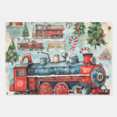 ヴィンテージクリスマストレイン愛好家 ラッピングペーパーシート (正面)