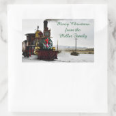 ヴィンテージクリスマストレイン長方形シール,光沢 長方形シール (バッグ)