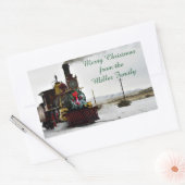 ヴィンテージクリスマストレイン長方形シール,光沢 長方形シール (封筒)