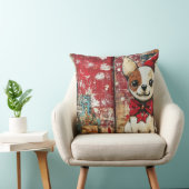 ヴィンテージクリスマスドッグピロー素朴 – 休日 クッション (椅子)