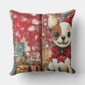 ヴィンテージクリスマスドッグピロー素朴 – 休日 クッション (裏面)