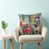 ヴィンテージクリスマスドッグピロー素朴 – 休日 クッション (椅子)