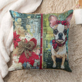 ヴィンテージクリスマスドッグピロー素朴 – 休日 クッション (ブランケット)
