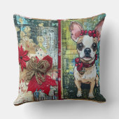 ヴィンテージクリスマスドッグピロー素朴 – 休日 クッション (裏面)