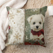 ヴィンテージクリスマスドッグピロー素朴 – 休日 クッション (ブランケット)