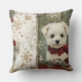 ヴィンテージクリスマスドッグピロー素朴 – 休日 クッション (裏面)