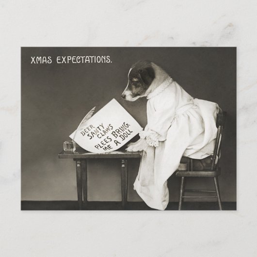 ヴィンテージクリスマスドッグワンピーユーモア ポストカード (正面)