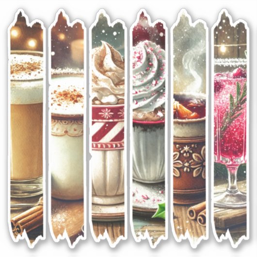 ヴィンテージクリスマスドリンク和紙テープスクラップブック シール (正面)