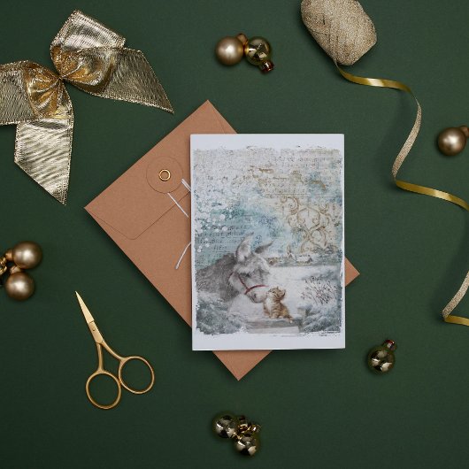 ヴィンテージクリスマスドンキーキッテンスクラップブック紙