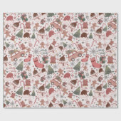 ヴィンテージクリスマスドードルズホリデーラッピング紙 ラッピングペーパー (フラット)