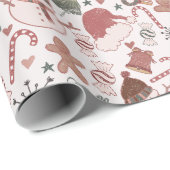 ヴィンテージクリスマスドードルズホリデーラッピング紙 ラッピングペーパー (ロールコーナー)