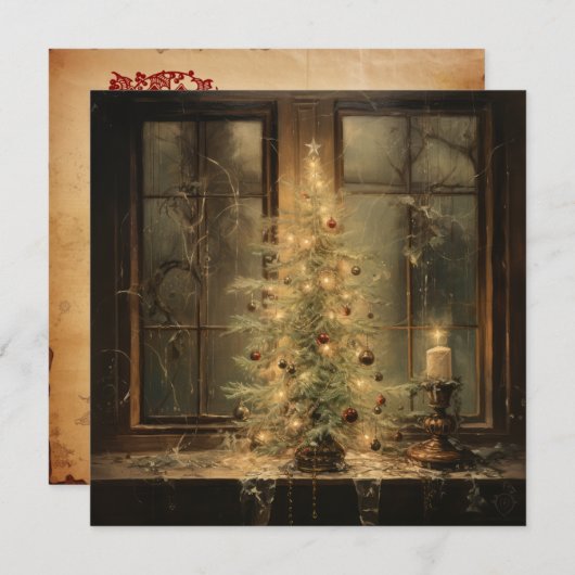 ヴィンテージクリスマスナイトグリーティングカード シーズンカード (正面/裏面)