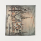 ヴィンテージクリスマスナイトタペストリー タペストリー (正面(横))