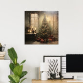 ヴィンテージクリスマスナイトポスター ポスター (ホームオフィス)