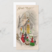 ヴィンテージクリスマスナイト静かチャーチホリデーカード シーズンカード (正面/裏面)