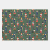 ヴィンテージクリスマスナツクラッカーグリーン ラッピングペーパーシート (正面)
