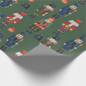 ヴィンテージクリスマスナツクラッカーグリーン ラッピングペーパー (角)