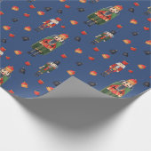 ヴィンテージクリスマスナツクラッカーズブルー ラッピングペーパー (角)