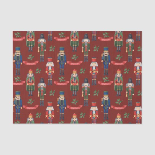 ヴィンテージクリスマスナツクラッカーズメリークリスマスレッド 薄葉紙 (正面)