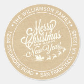 ヴィンテージクリスマスニューイヤークラフト差出人住所 ラウンドシール (正面)