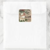 ヴィンテージクリスマスニューイヤーEphemeraポスター スクエアシール (バッグ)