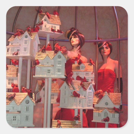 ヴィンテージクリスマスニューヨークウィンドウディスプレイ スクエアシール (正面)