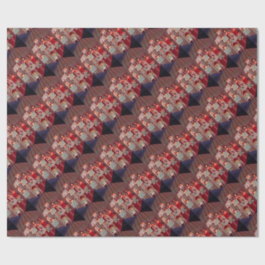 ヴィンテージクリスマスニューヨークウィンドウディスプレイ ラッピングペーパー (フラット)