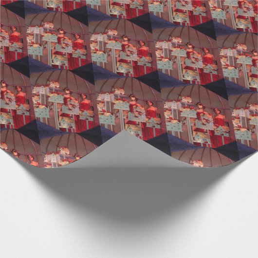 ヴィンテージクリスマスニューヨークウィンドウディスプレイ ラッピングペーパー (角)