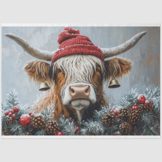 ヴィンテージクリスマスハイランドカウデコパージュ 薄葉紙 (正面)
