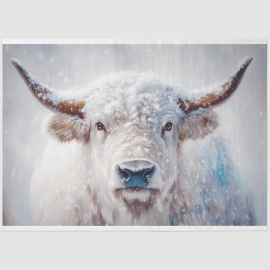 ヴィンテージクリスマスハイランドカウバッファローデクページ 薄葉紙 (正面)