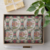 ヴィンテージクリスマスハウスキルトパターンデカップージ 薄葉紙 (ギフト)