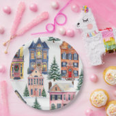 ヴィンテージクリスマスハウス紙プレート ペーパープレート (パーティー)